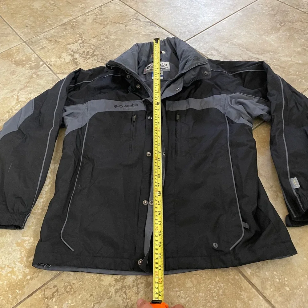 Columbia Vertex Interchange Jacket‎ Mens Medium Black Gray Hooded Shell Coat